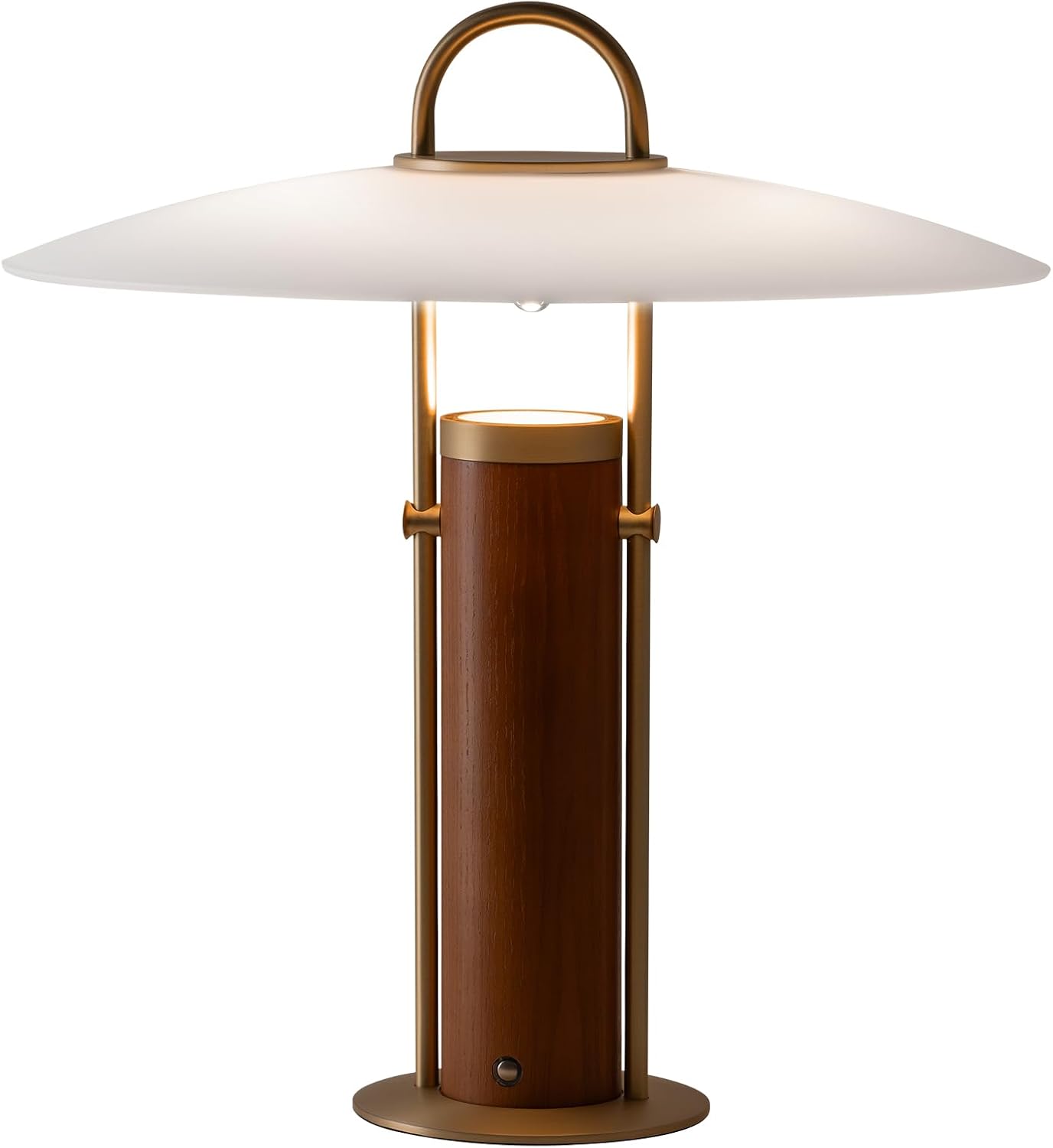 Aisilan 12W LED Gold Desk Lamp, Plug-in Touch Dimmable Bedside Light with Pure Brass, Frosted Glass & White Ash Wood, Mid-Century Modern Design