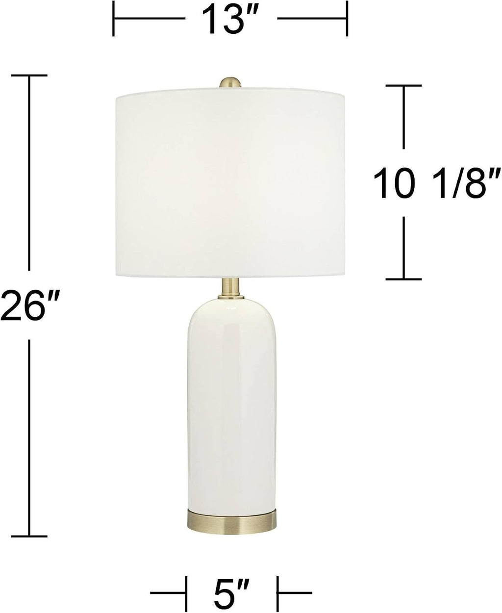 360 Lighting 26' High Mid Century Modern Coastal Luxury Table Lamp White Gold Ceramic Metal Single Fabric Shade Living Room Bedroom Bedside Nightstand House Office Home Reading Kitchen Entryway