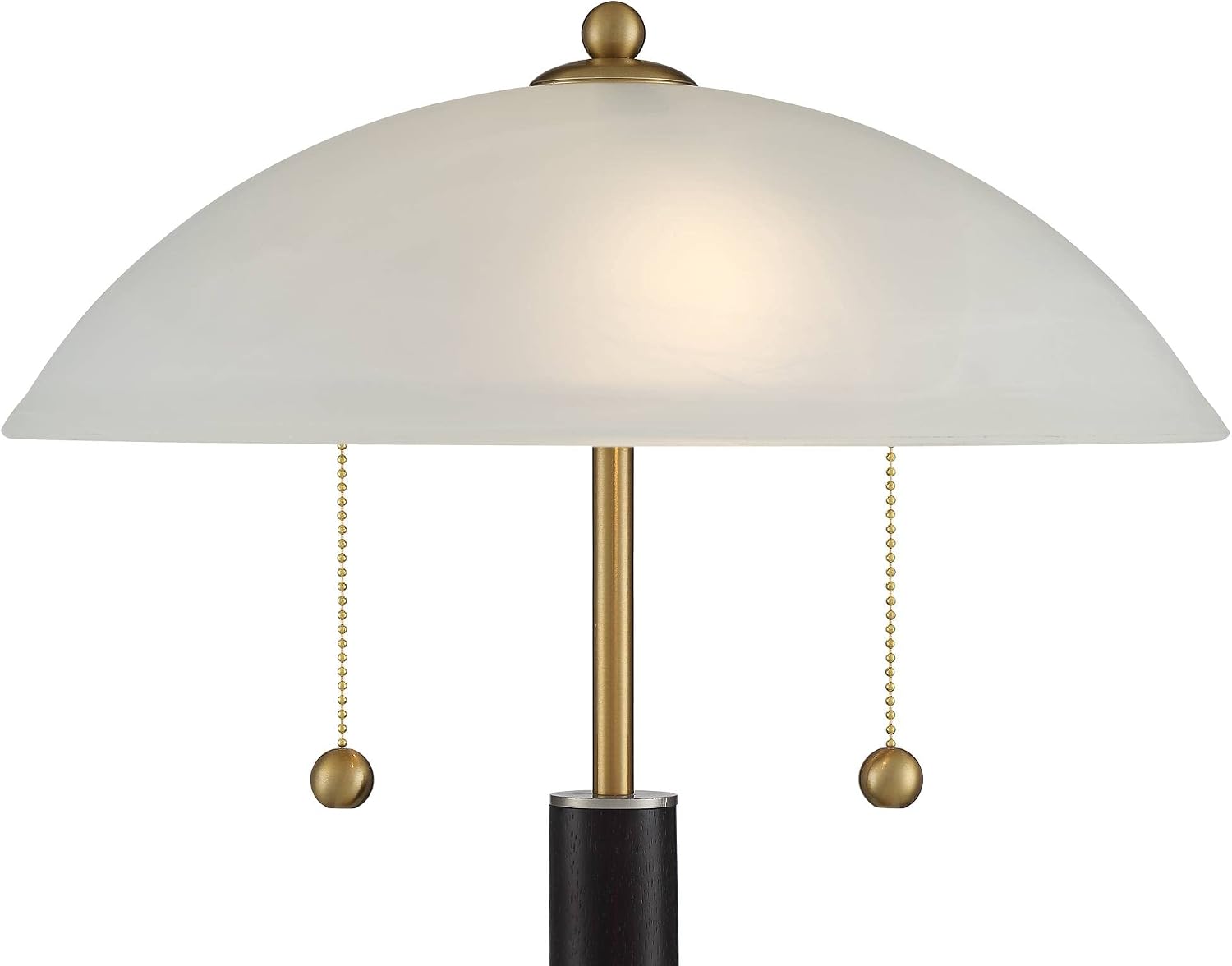 360 Lighting Orbital 19 1/2' High Small Mid Century Modern Accent Table Lamps Set of 2 Gold Wood Metal Glass White Dome Shade Living Room Bedroom Bedside Nightstand House Office Home Reading