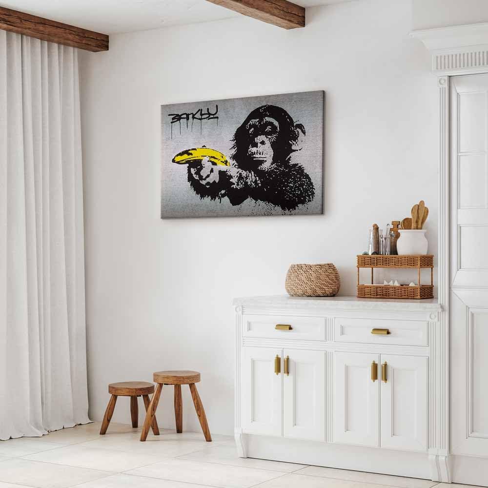 artgeist Canvas Wall Art Print Banksy 35x24 in - 1pcs Home Decor Framed Stretched Picture Photo Painting Artwork Image Street Art 030115-40