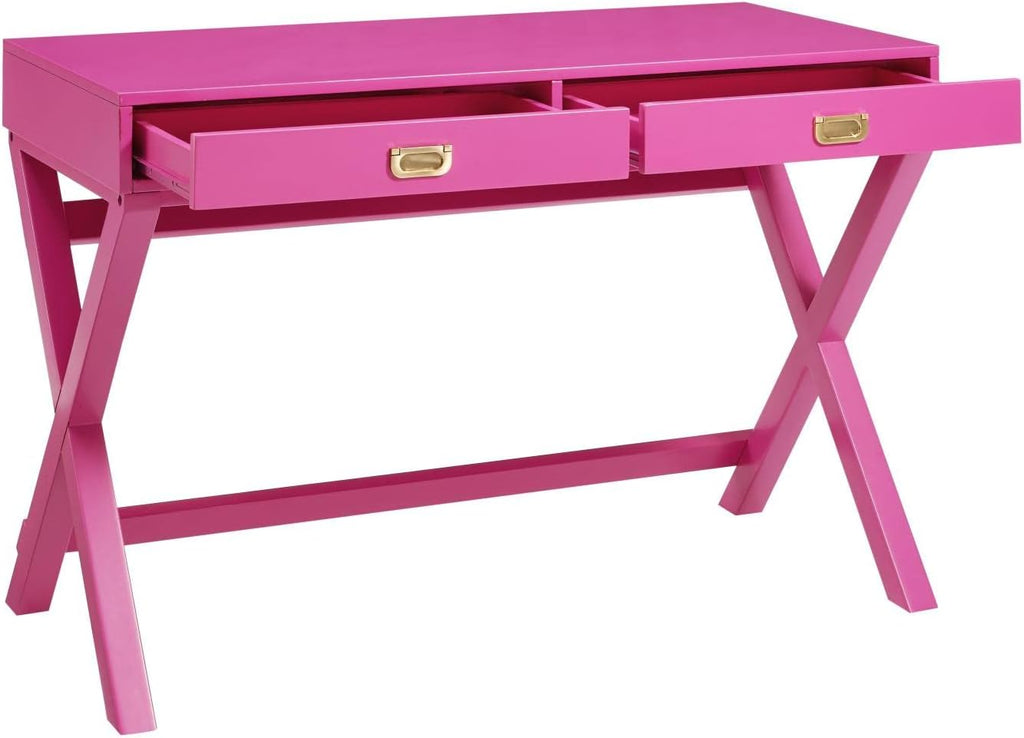 Linon PG138RSP01U Linon Home Decor Peggy Raspberry Pink Writing Desk Desk, Raspberry Pink, 44'W x 20'D x 30'H