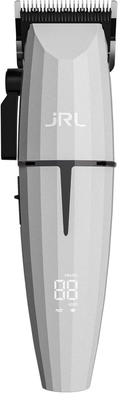 JRL Ghost 2020C Professional Cordless Hair Clipper for Barber Hair Cutting, Smart-Clip Technology Prevents Blade Drag, Reset IQ Charging Dock, For Fading, Dual-Speed 6000–7500 RPM Motor, White