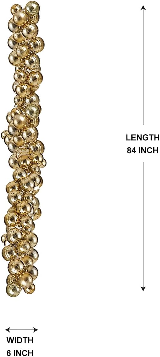 Serene Spaces Living Gold Plastic Bauble Garland, Christmas Tree, Mantel, Banister, Doorway & Holiday Party Décor, 84' Long