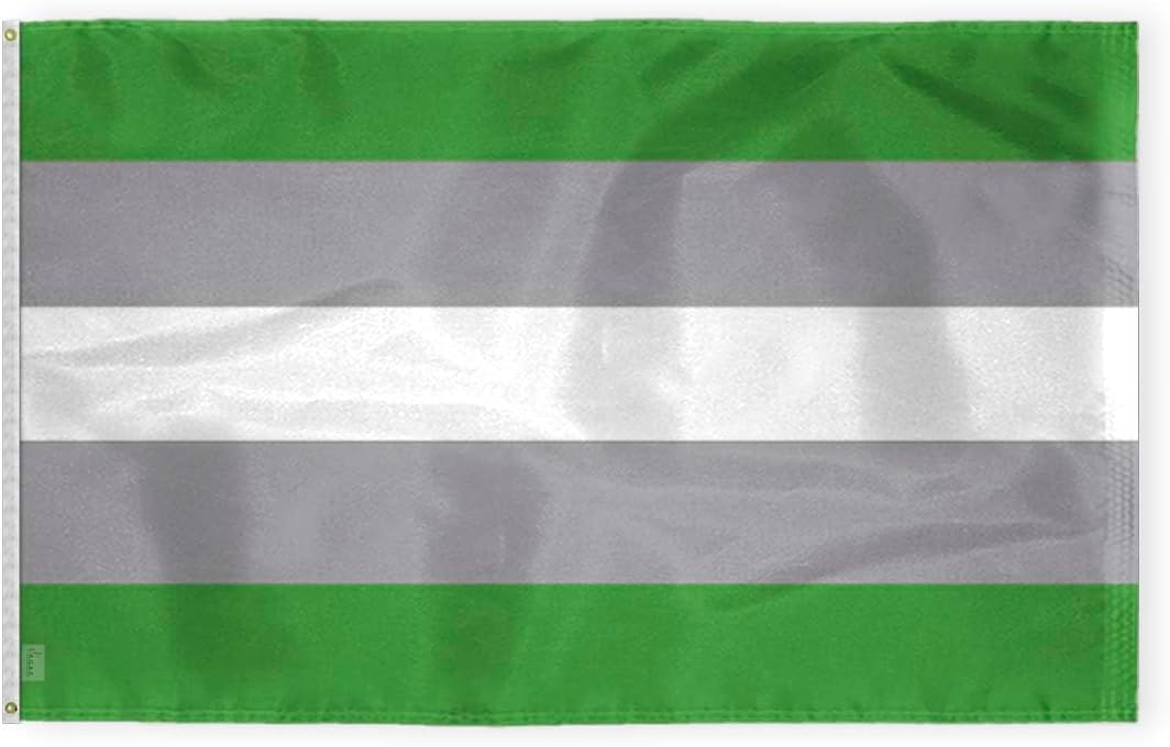 AGAS Large Greyromantic Pride Flag 6x10 Ft - Printed 200D Nylon - Brass Grommets Stitched Edges - Greyromantic Pride Banner for Indoor/Outdoor