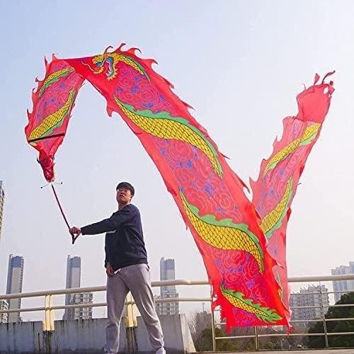Fitness Toys Dragon Belt Streamer, 3D Red Dragon Silk Fluttering Ribbon, Kung Fu Dance Dragon Silk Poi, for Play/Fitness Parent-Child Play Item Outdoor Park(8m/26ft)