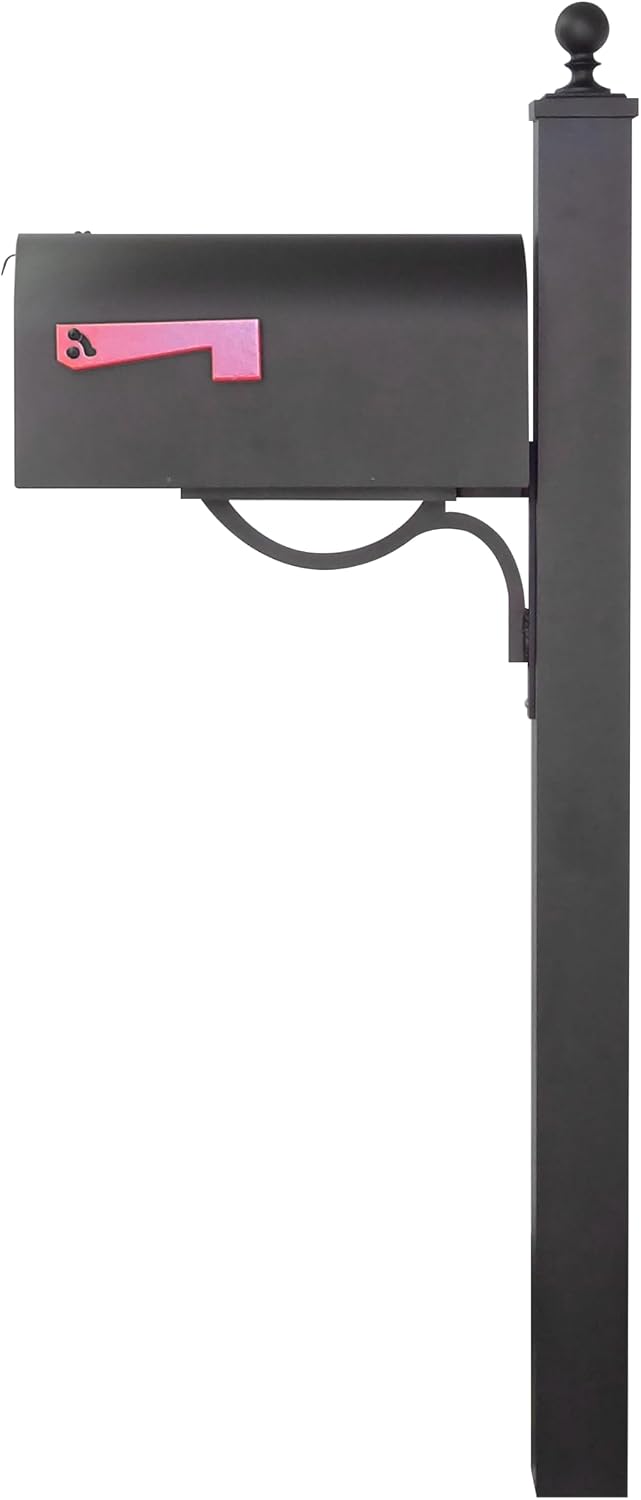Special Lite Titan Curbside Mailbox with Springfield Post - Black Aluminum Mailbox with Direct Burial Post - SCH1016A-SPK710-BLK