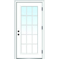 National Door Company ZZ364732L Fiberglass Smooth, Primed, Left Hand Outswing, Prehung Door, Full Lite, Grilles Between Glass, 36'x80'