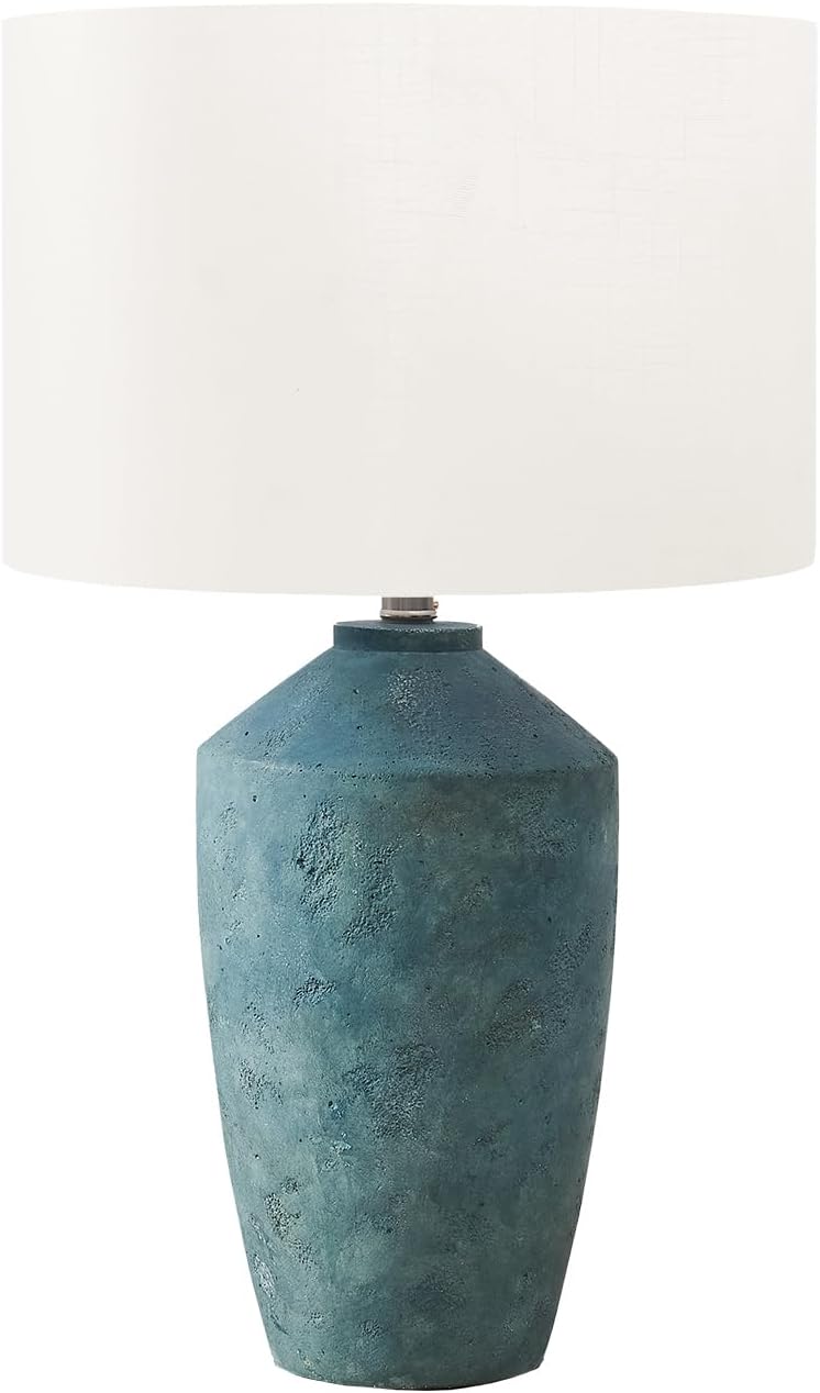 Monarch Specialties I 9891 Lighting, 25' H, Table Lamp, Green Concrete, Ivory/Cream Shade, Contemporary, Modern