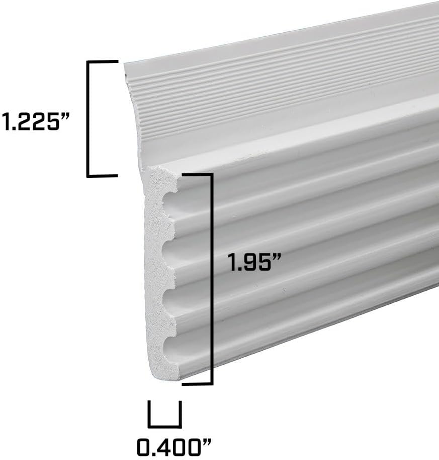 DuraSeal Garage Door Weather Stripping Kit, White 34 ft - Side & Top Seal, 1.95' Width, 3/8' Thick - Durable PVC, Nails Included - Made in USA