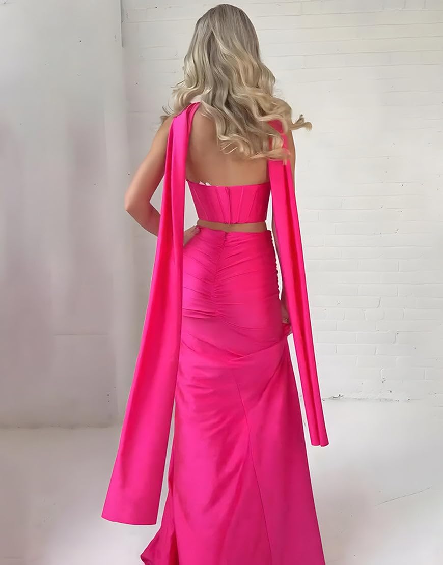 Strapless Mermaid Prom Dresses Long Sleeveless Satin Cutout Pleated Sheath Split Formal Dresses Evening Party Gowns