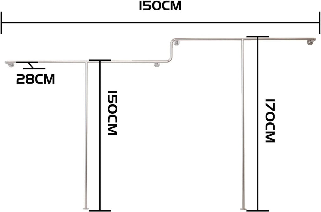 Creative Display Garment Rack in Boutique Clothing Stores, Wall Mounted Storage Clothes Shoe Bag Pipe Shelf, Retail Hanger Cloakroom Clothes Rod Bathroom to(One Color-Length 150CM