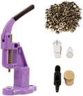9mm Rivets Kit (1000 Sets) with Hand Press Machine, Dies and Hole Punch. Leather Rivets Single Round Cap Metal Stud Fasteners for Bag Belt Wallet Jeans (Lillac Press & Bronze Rivets)