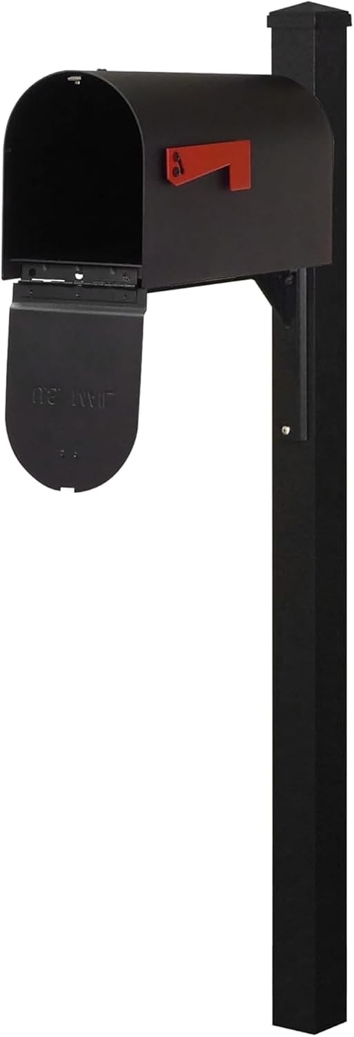 Special Lite Titan Curbside Mailbox with Wellington Post - Black Steel/Aluminum Mailbox with Post - SCH1016S_SPK720-BLK