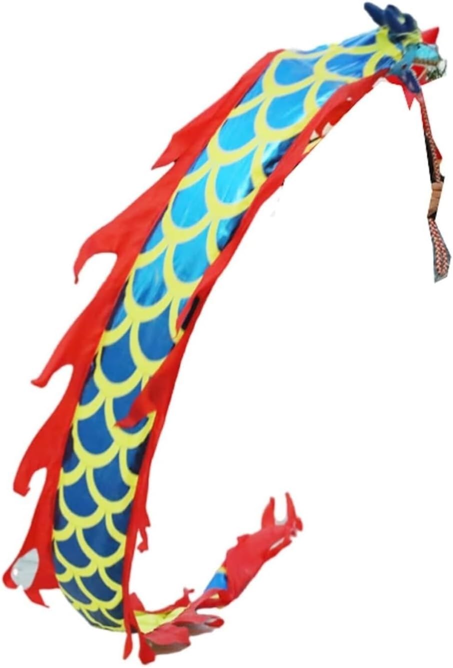 Chinese New Year Decorations Streamer Chinese Dragon Dance Outdoor Flinging Fitness Lion Dance with 3D Real-Like Plastic Dragon Head and Rope Spring Festival Party Supplies(Blue)