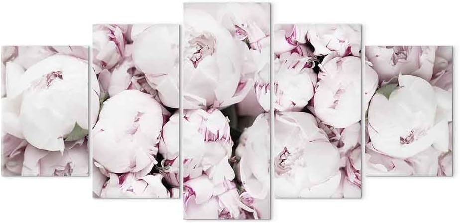 artgeist Canvas Wall Art Print Flowers 59x30 in - 5pcs Home Decor Framed Stretched Picture Photo Painting Artwork Image - Peonies Flowers Nature b-C-0632-b-m