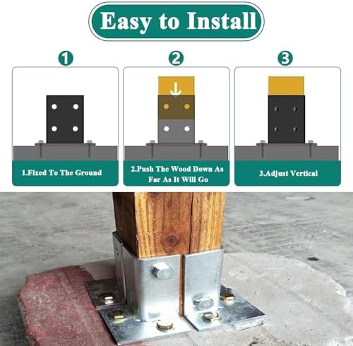Concrete Post Anchor 2x2 Inch Post Base, Adjustable Pergola Patio Deck Galvanized Adjustable Standoff/Balcony Mailbox Lumber Base Bracket for In-ground Post Support with Screw(5 pcs,40x40x1
