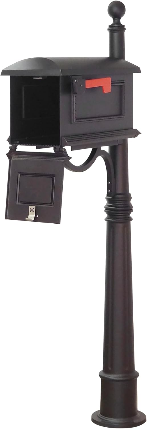 Special Lite Traditional Curbside Mailbox with Ashland Post - Black Mailbox with Aluminum Post - SCT-1010_SPK-600-BLK