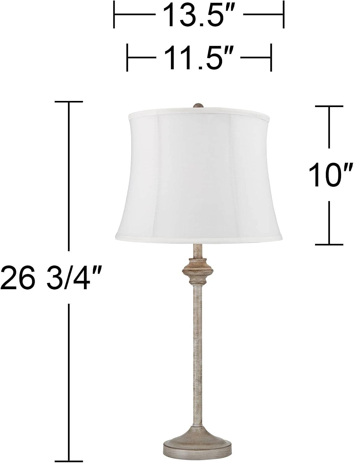 360 Lighting Lynn Country Cottage Core Rustic Buffet Table Lamps 26 3/4' Tall Skinny Set of 2 Light Beige Wood White Fabric Softback Drum Shade for Living Room House Home Dining Office Family