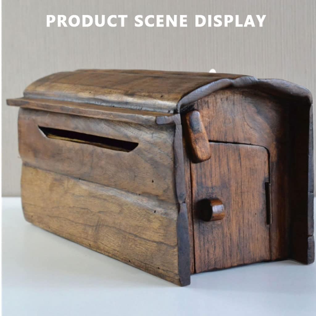 Key Drop Box Vintage Mailbox Wooden Wall Mount Drop Box Medium Capacity Post Box Home Decor with Lid Mailboxes Indoor Mailbox Easy to Install
