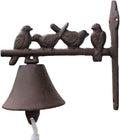 Door Bell, Decoration Bell with Bracket, Vintage Door Bell,Manual Doorbell， Cast Iron Garden Heavy Decorative Four Birds Door Decoration Bell Hanging Wall Ornaments Garden Home Wall Decoration Retro D