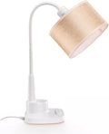 Table Lamps LED Desk Lamp with Fabric Lampshade, 360° Adjustable Desk Lamp Reading Light with Pen Holder and Phone Holder, for Home Office, 59' Power Cord Nightstand Lamps