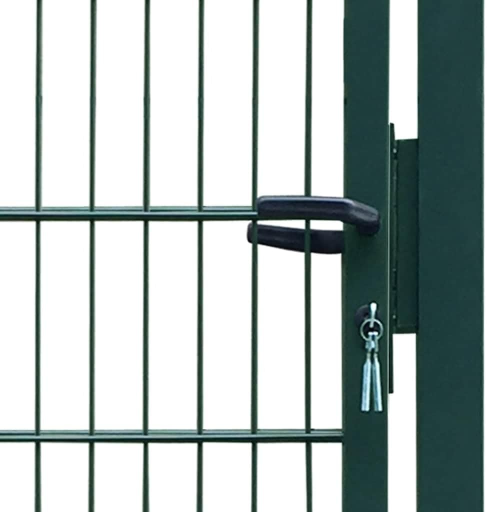 Green 2D Steel Fence Gate 41.7x74.8 Garden Security Entry for Patio, Driveway, Yard, Outdoor Use