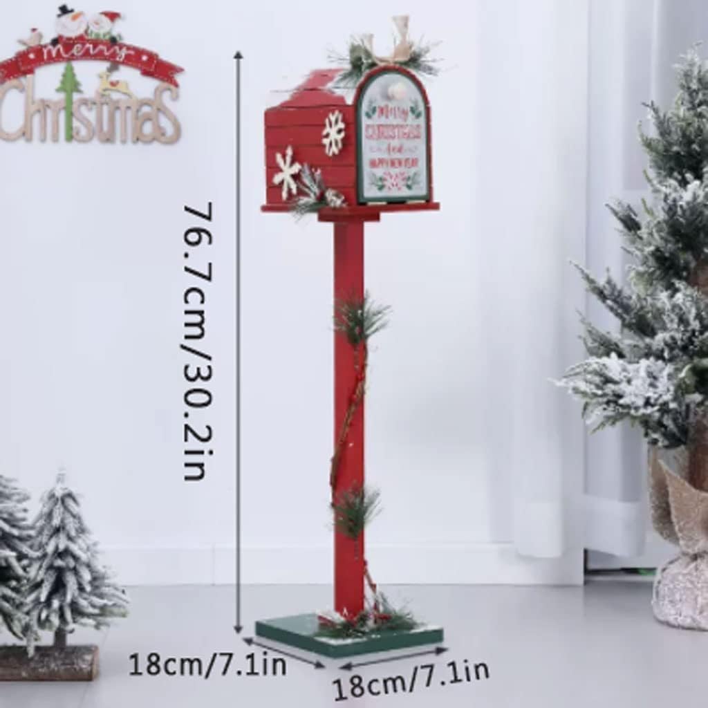 Key Drop Box Creative Mailbox Wooden Drop Box Medium Capacity Post Box Cute Christmas Parcel Box Roadside Pole Mount Mail Boxes Easy to Install