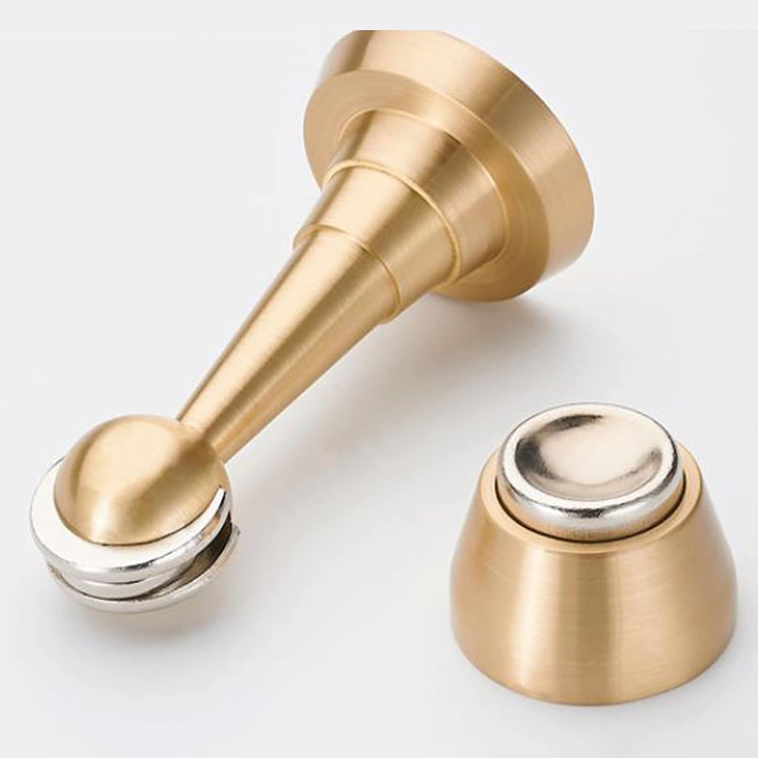 2 Pack Magnetic Door Stops, Brass Finish Door Stop, Metal Magnetic Door Holder, Floor Mounted Or Wall Mounted, Decorative Magnetic Door Catch to Prevent Wall and Door Damages