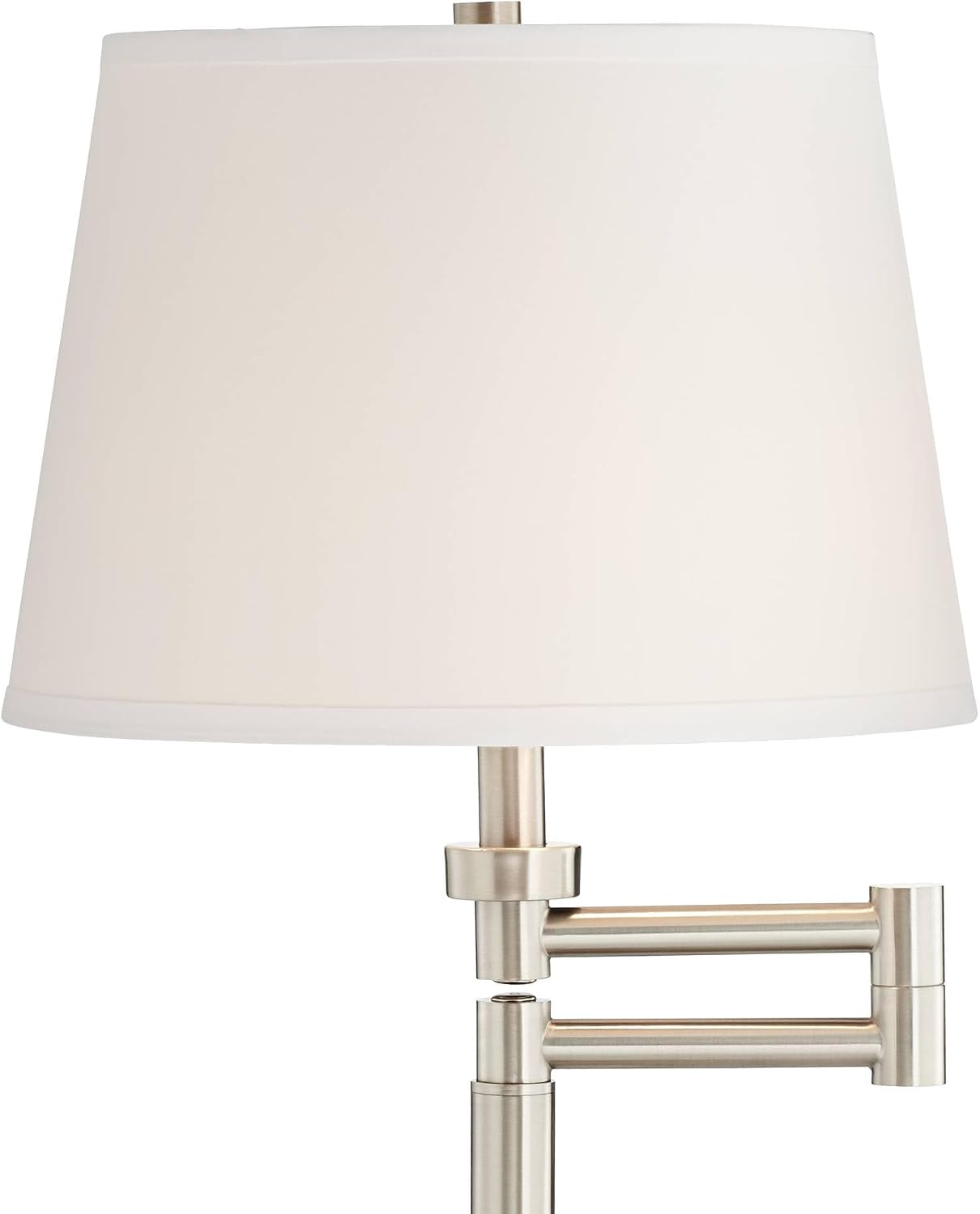 360 Lighting Camber 29' Tall Modern Swing Arm Hotel Style Desk Table Lamp with USB Charging Ports A+C and AC Power Outlet in Base Brushed Nickel Linen Shade Living Room Bedroom House Bedside Reading