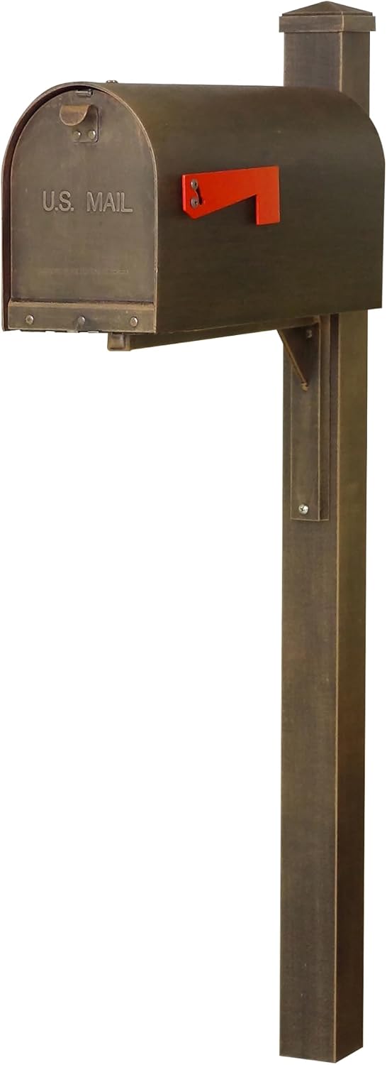 Special Lite Titan Curbside Mailbox with Wellington Post - Copper Steel/Aluminum Mailbox with Post - SCH1016S_SPK720-CP