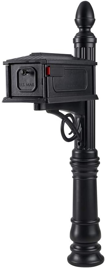 Architectural Mailboxes Stratford Plastic Mailbox and Post Kit, SC000BAM, Black, Medium Capacity & Hy-Ko Products MM-5N Self Adhesive Vinyl Numbers 3' High, Black & Gold, 26 Pieces