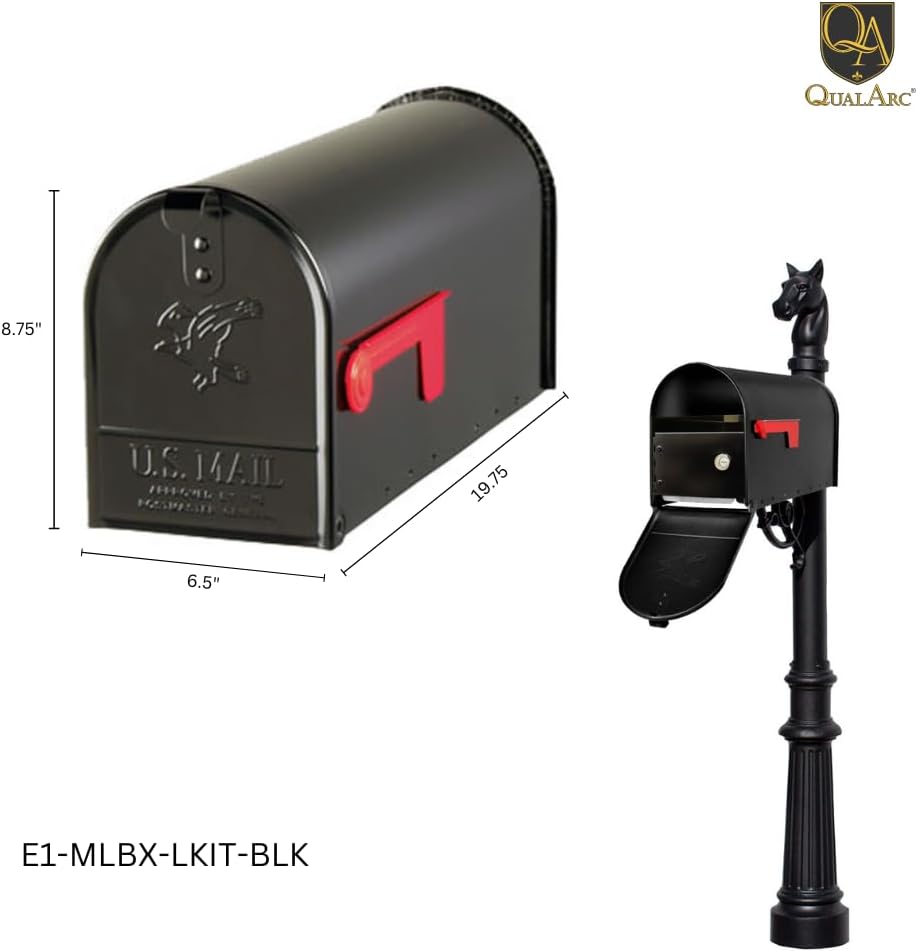 LMPST-E1-LKIT-804-BRZ Lewiston Rust Free Cast Aluminum Locking System with Economy Mailbox, Post, Decorative Ball Finial and Fluted Base, Bronze