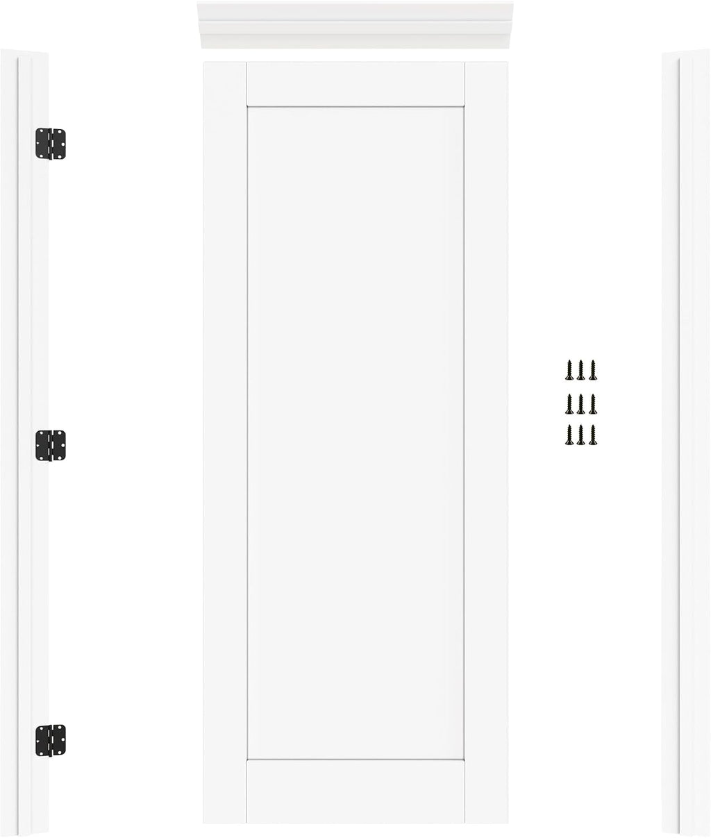 32' x 80' Prehung Door White Primed Panel Slab Doors with Jamb Kit, Solid Core MDF Interior Door for Bathroom Pantry Laundry, Easy Assemble - Left Handed