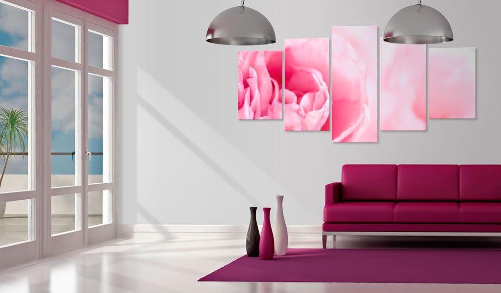 artgeist Canvas Wall Art Print Flowers Roses Rose 59x30 in - 5pcs Home Decor Framed Stretched Picture Photo Painting Artwork Image Peony Peonies 030210-44