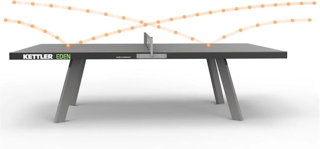 KETTLER Eden Weatherproof Stationary Outdoor Table Tennis Table with Galvanized Steel Legs and Permanent Net and Post System