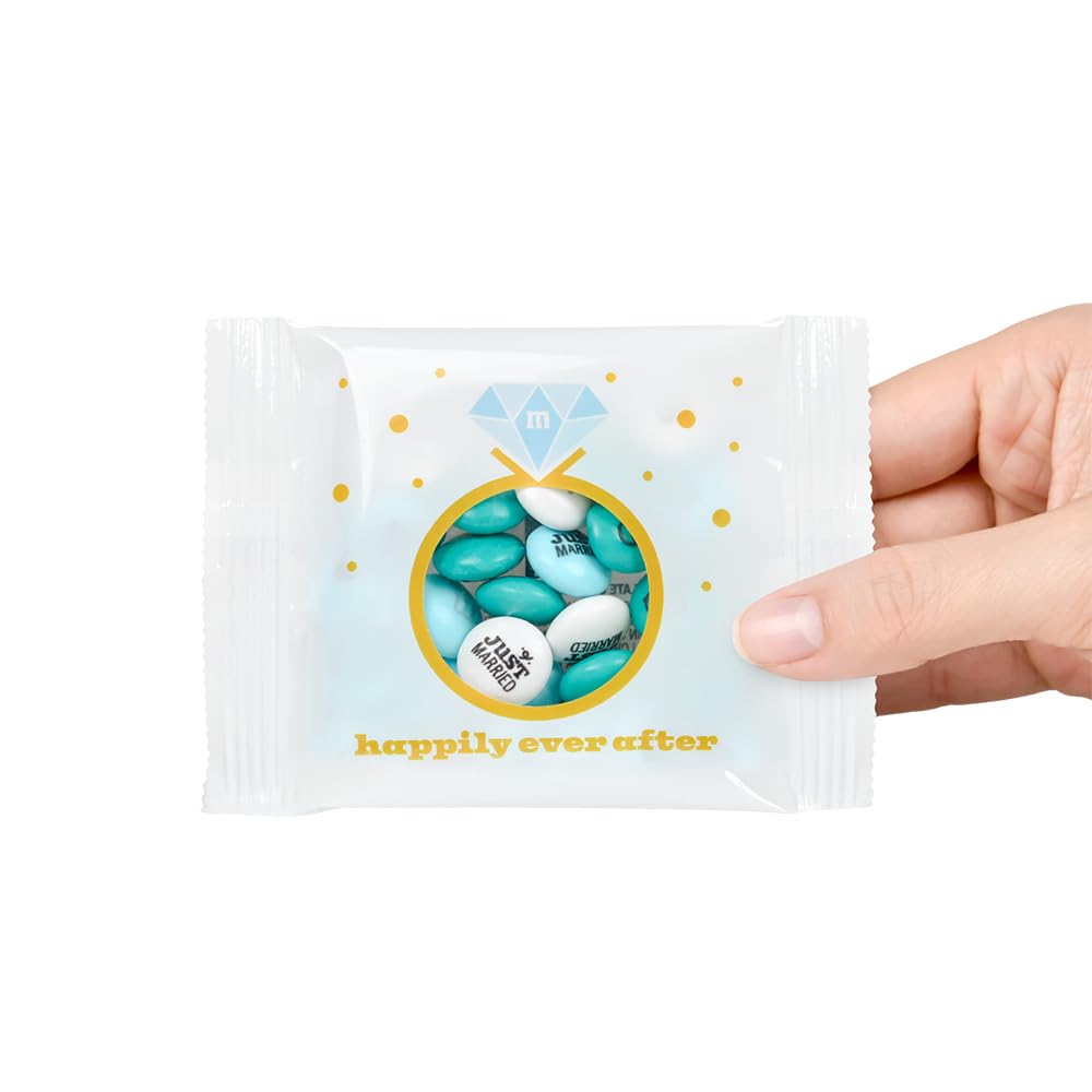 M&M'S® Wedding Ring Party Favors, Set of 90 Bags with White and Blue M&M'S® Chocolate Candies, Unique Wedding Party Favors