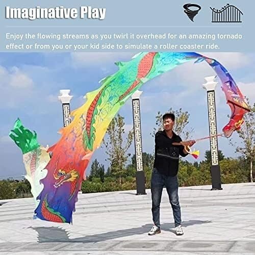 Fitness Toys Outdoor Park Dragon Belt Streamers, Colourful Dragon Silk Streamers for Play/Fitness Parent and Child Play Item(12m/39ft)