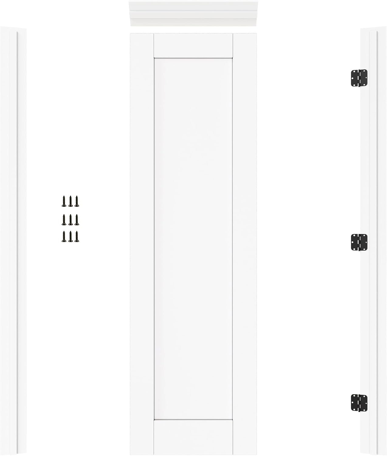 24' x 80' Prehung Door White Primed Panel Slab Doors with Jamb Kit, Solid Core MDF Interior Door for Bathroom Pantry Laundry Room, Easy Assemble - Right Handed