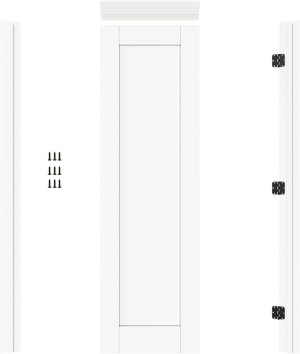 18' x 80' Prehung Door White Primed Panel Slab Doors with Jamb Kit, Solid Core MDF Interior Door for Bathroom Pantry Laundry, Easy Assemble - Right Handed