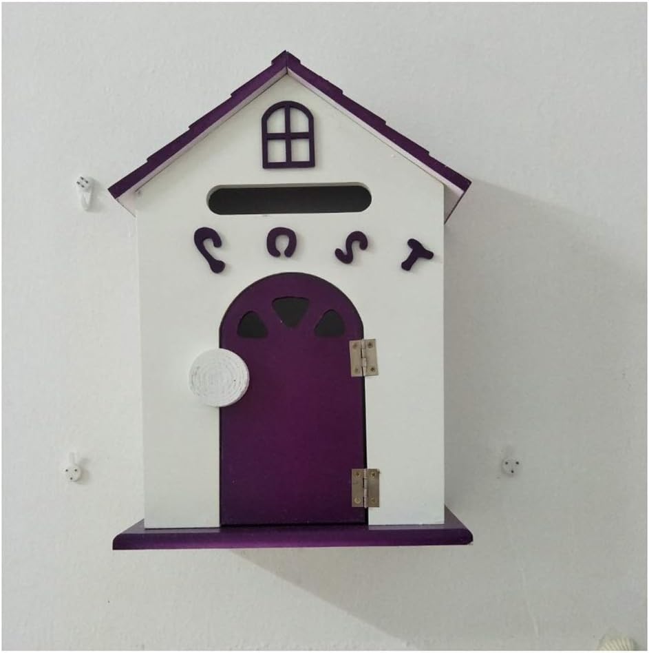 Pastoral Wind Painted Bird House Letter Box | Wall Mounted Wooden Post Box for Outside | School Suggestion Box-