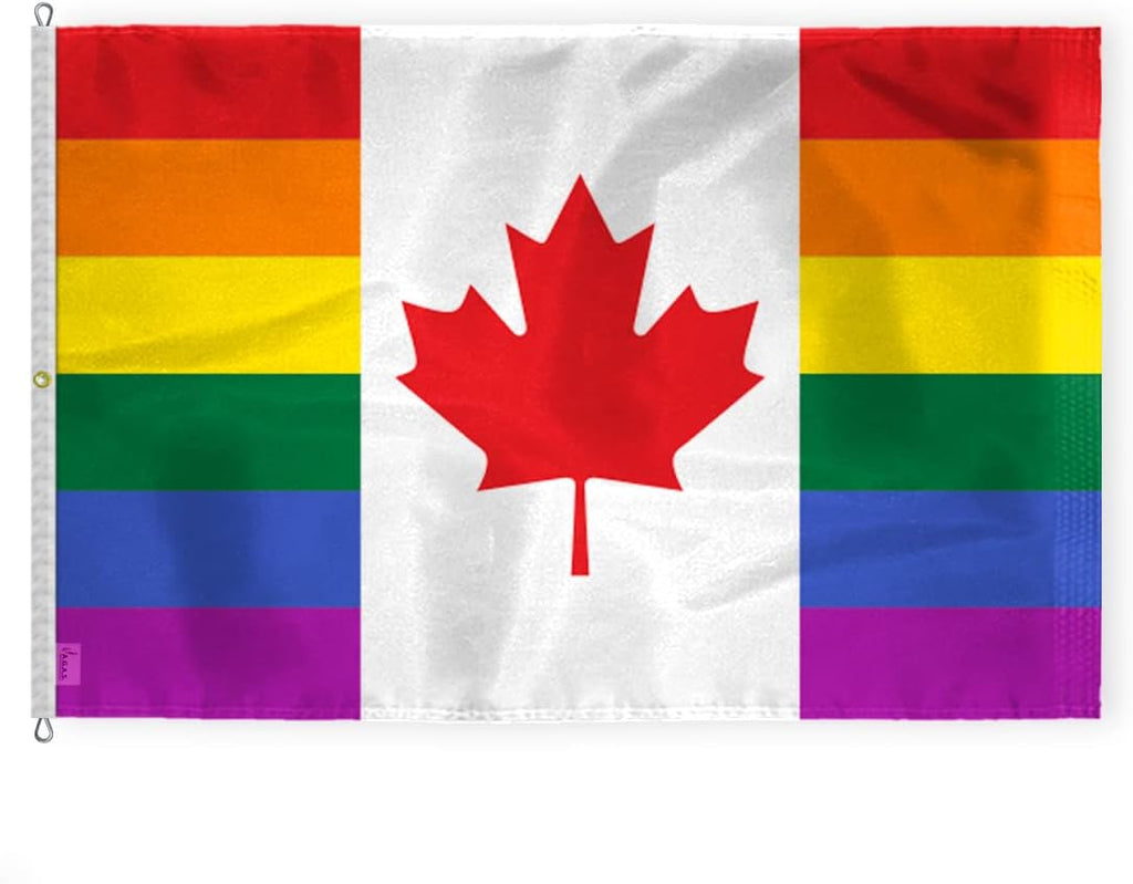 AGAS Large Canada Pride Flag 10x15 Ft - Printed 200D Nylon - Rope Thimble Brass Grommet Stitched Edges Fade Proof Sharp Colors - Big Size Canada Pride flag