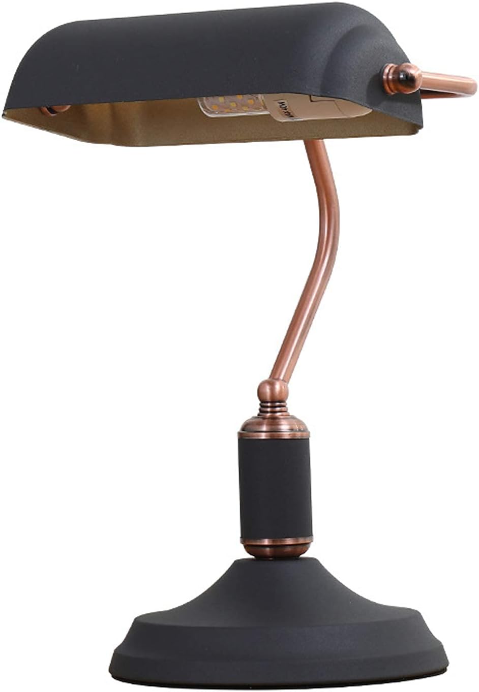 Desk lamp,Retro Style Desk Lamp,Black Bankers Lamp with Adjustable Lampshade,LED Office Lamp Desk Bedside Lamp for Bedroom,Living Room