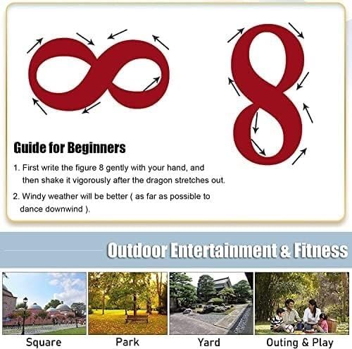 Fitness Toys Dragon Dance Ribbon Streamers, Dragon Ribbons, Practice Ribbon Streamers Silk, 3D Colourful Dragon Ribbons Outdoor Parks(B,8m/26ft)
