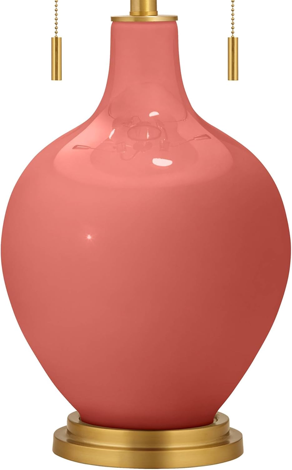 Color + Plus Toby 28' Tall Modern Glass Table Lamp Pull Chain Pink Coral Reef Gold Brass Finish Single Fabric White Shade Living Room Bedroom Bedside Nightstand House Office Family Reading Kitchen