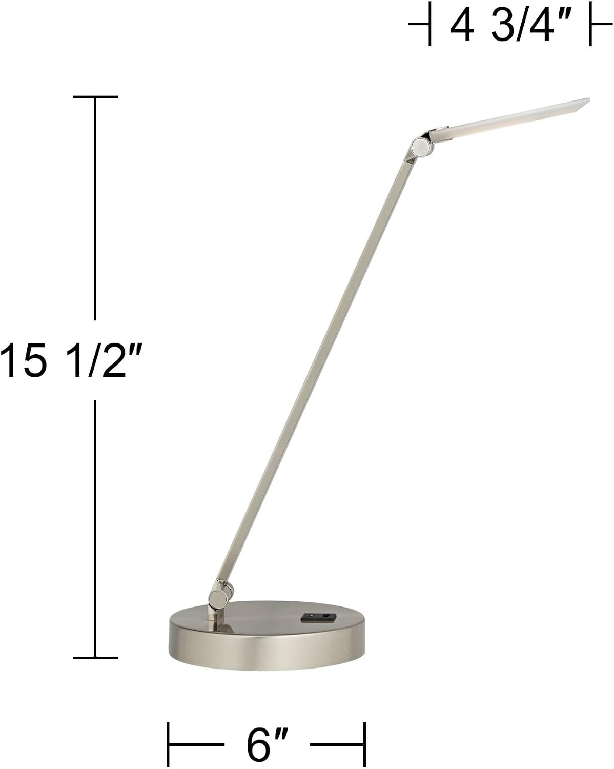 Possini Euro Design Kobie 21 3/4' High Single Modern Metal Desk Lamp Adjustable Height LED USB Port Silver Nickel Finish Family Office Living Room Charging Bedroom Bedside Nightstand House