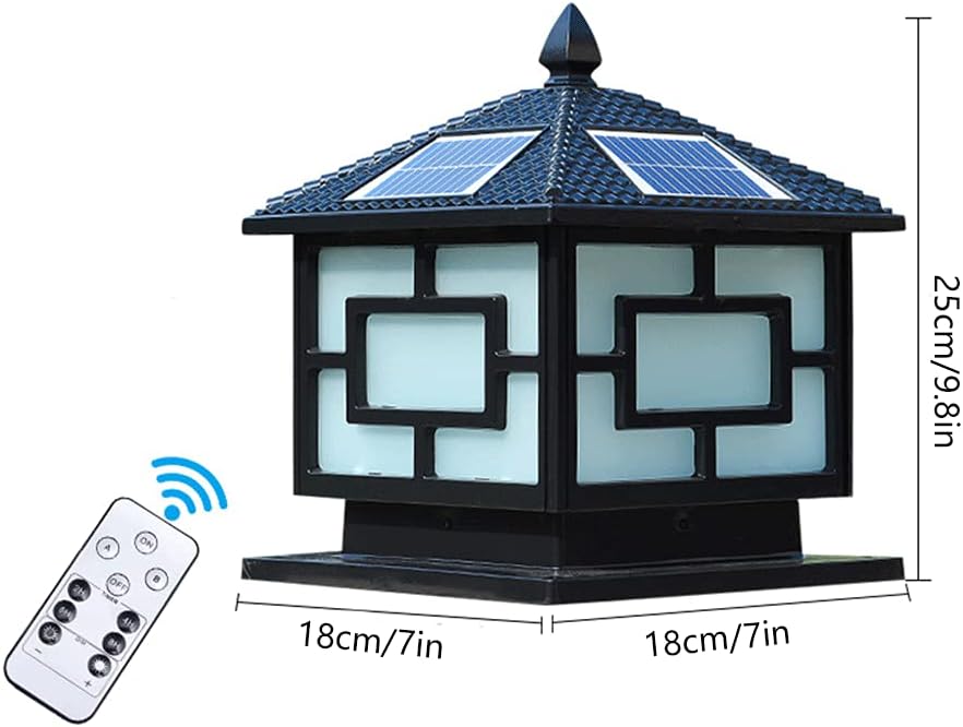 Vintage Solar Cap Lights Outdoor Street Lamp/Solar Powered Post Lights, Two Light Modes Warm White Color Changing LED (with Remote Control) Fits 4x4, 5x5 Or 6x6 Wooden Posts