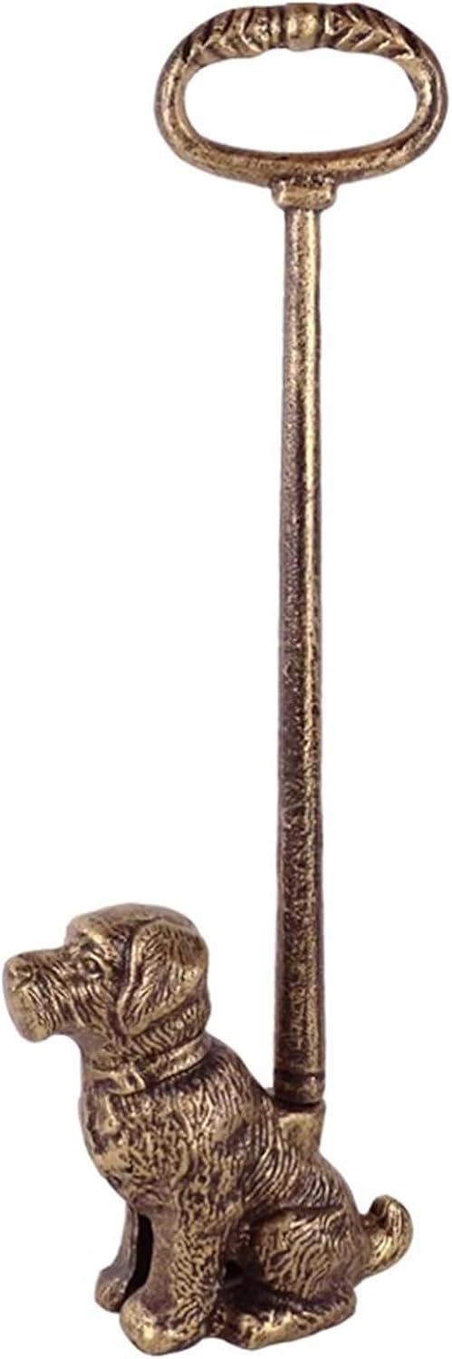 Portable Weighted Door Stop to Keep Door Open, Cast Iron Dog Door Stopper with Handle, Antique Copper, Weight 5.3lb