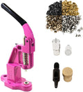 9mm Rivets Kit (1000 Sets) with Hand Press Machine, Dies and Hole Punch. Leather Rivets Single Round Cap Metal Stud Fasteners for Bag Belt Wallet Jeans (Pink Press & Combo (4color) Rivets)