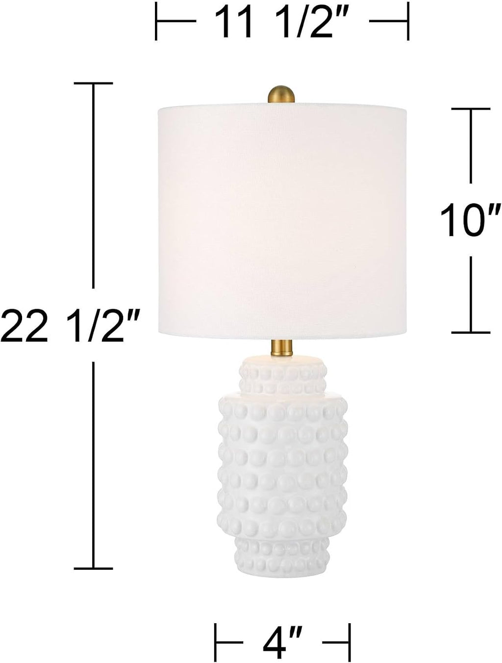 360 Lighting Hobnail 22 1/2' High Small Modern Accent 3-Way Table Lamps Set of 2 White Ceramic Fabric Shade Living Room Bedroom Bedside Nightstand House Office Home Reading Kitchen Entryway Console