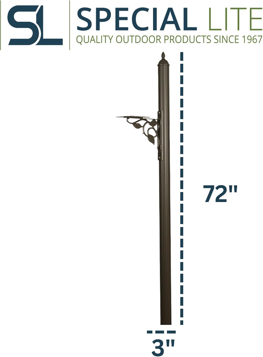 Special Lite Albion Mailbox Post - Mocha Aluminum Post for Curbside Mailbox - SPK-651-MOC